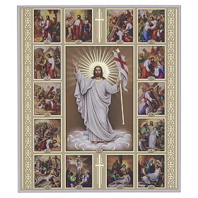 Quadro decoro oro Valenti Via Crucis 15 stazioni con Cristo Risorto 40x35 cm