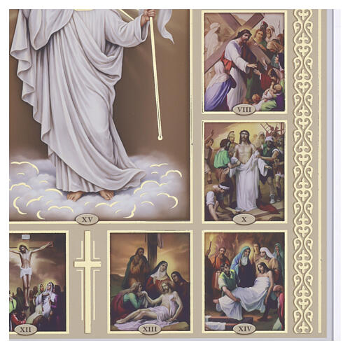 Gold-decor Stations of the Cross picture with Risen Christ, 40x35 cm Valenti 5