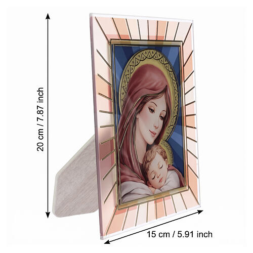 Virgin Mary with Child on screen-printed glass 20x15 cm, Valenti 3
