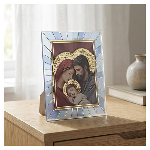 Petit tableau verre sérigraphié Valenti Sainte Famille 15x10 cm 2