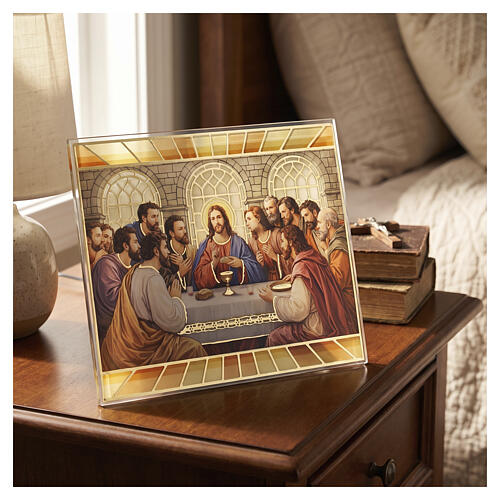 Last Supper screen-printed glass with gold finish, Valenti, 12x15 cm 2