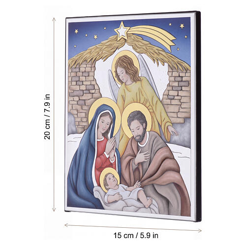 Pannello Valenti Natività Sacra Famiglia angelo e stella cometa 20x15 cm 3