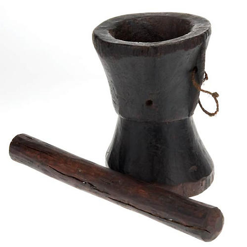 Mortier éthiopien et pilon en bois pour encens 1