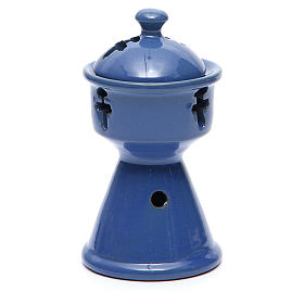 Brûleur d'encens éthiopien céramique bleu