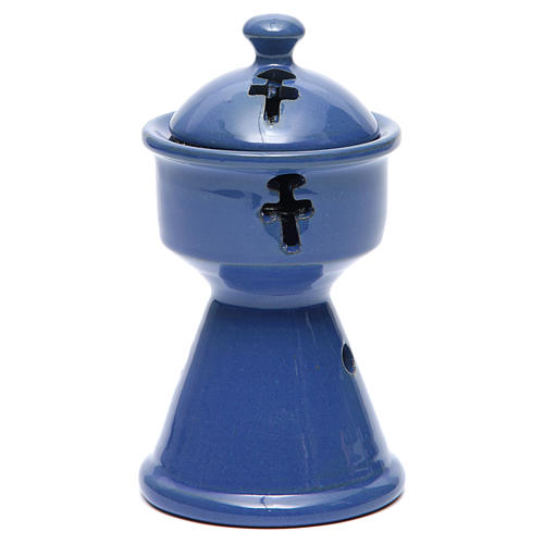 Incense Burner ethiopian blue ceramic 1