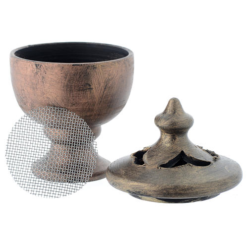 Räucherschale Keramik 14cm mit Deckel 2