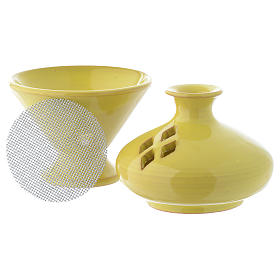 Incense burner in ceramic yellow 13 cm