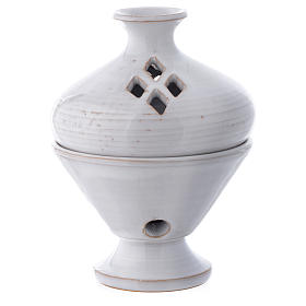 Incense burner in ceramic white 13 cm