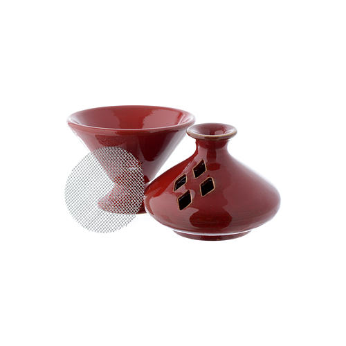 Bruciaincenso in ceramica rossa da 13 cm 2