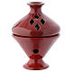 Red ceramic incense burner, 5" s1