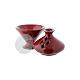 Red ceramic incense burner, 5" s2