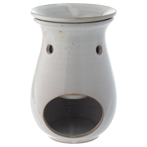 White ceramic essential oil burner, 7" 1