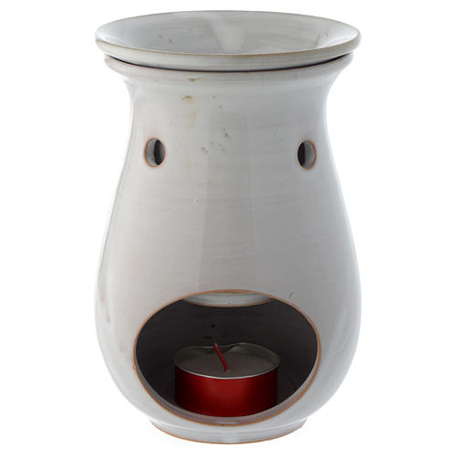 White ceramic essential oil burner, 7" 2