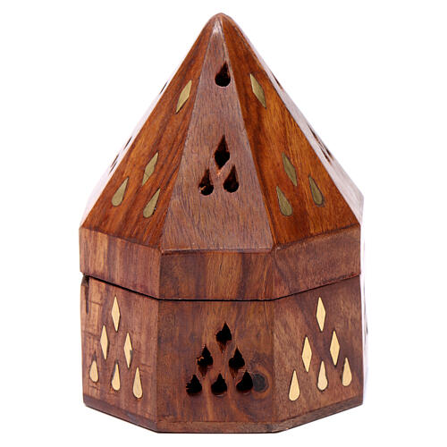 Indian wood incense burner with metal burner 1