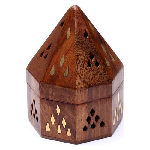 Indian wood incense burner with metal burner 4