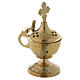 Incense burner in golden brass with cap, decorated s2