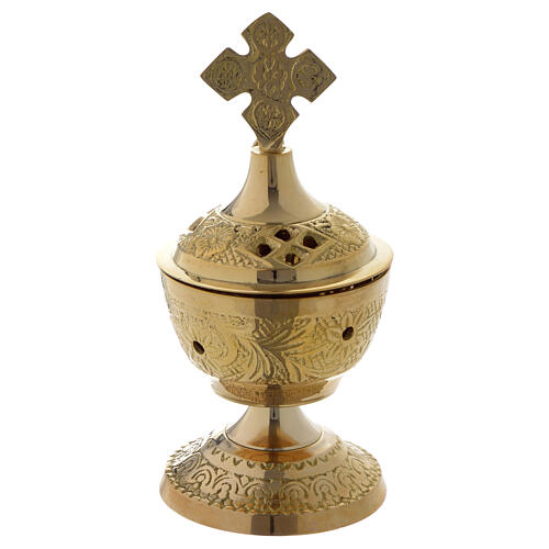 Incense burner decorated with golden brass lid 1