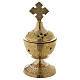 Incense burner decorated with golden brass lid s1