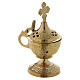 Incense burner decorated with golden brass lid s2
