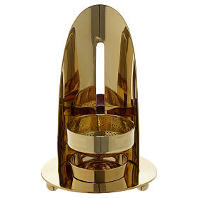 Incense burner with wooden knob in gilded brass