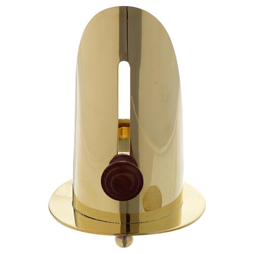 Incense burner with wooden knob in gilded brass 3