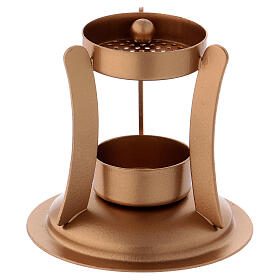 Incense burner in matte gold plated iron 4 in