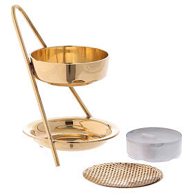 Gold plated polish brass incense burner 4 in
