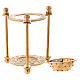 Triangular incense burner in glossy golden brass 10 cm s2