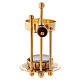 Incense burner in glossy gold-plated brass with three supports and wooden pommel 11 cm s3