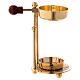 Incense burner in glossy gold-plated brass with three supports and wooden pommel 11 cm s5