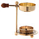 Incense burner in glossy gold-plated brass with wooden pommel 11 cm s4
