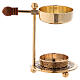 Gold plated brass incense burner with wood handle 4 1/4 in s4