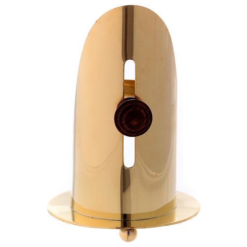 Incense burner in glossy gold-plated brass with wooden pommel 12 cm 4