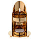 Incense burner in glossy gold-plated brass with wooden pommel 12 cm s2