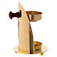 Incense burner in gold plated polish brass with wood handle 4 3/4 in s6