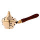 Incense burner in gold-plated brass with wooden handle s1