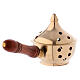 Incense burner in gold plated brass and wood handle s3