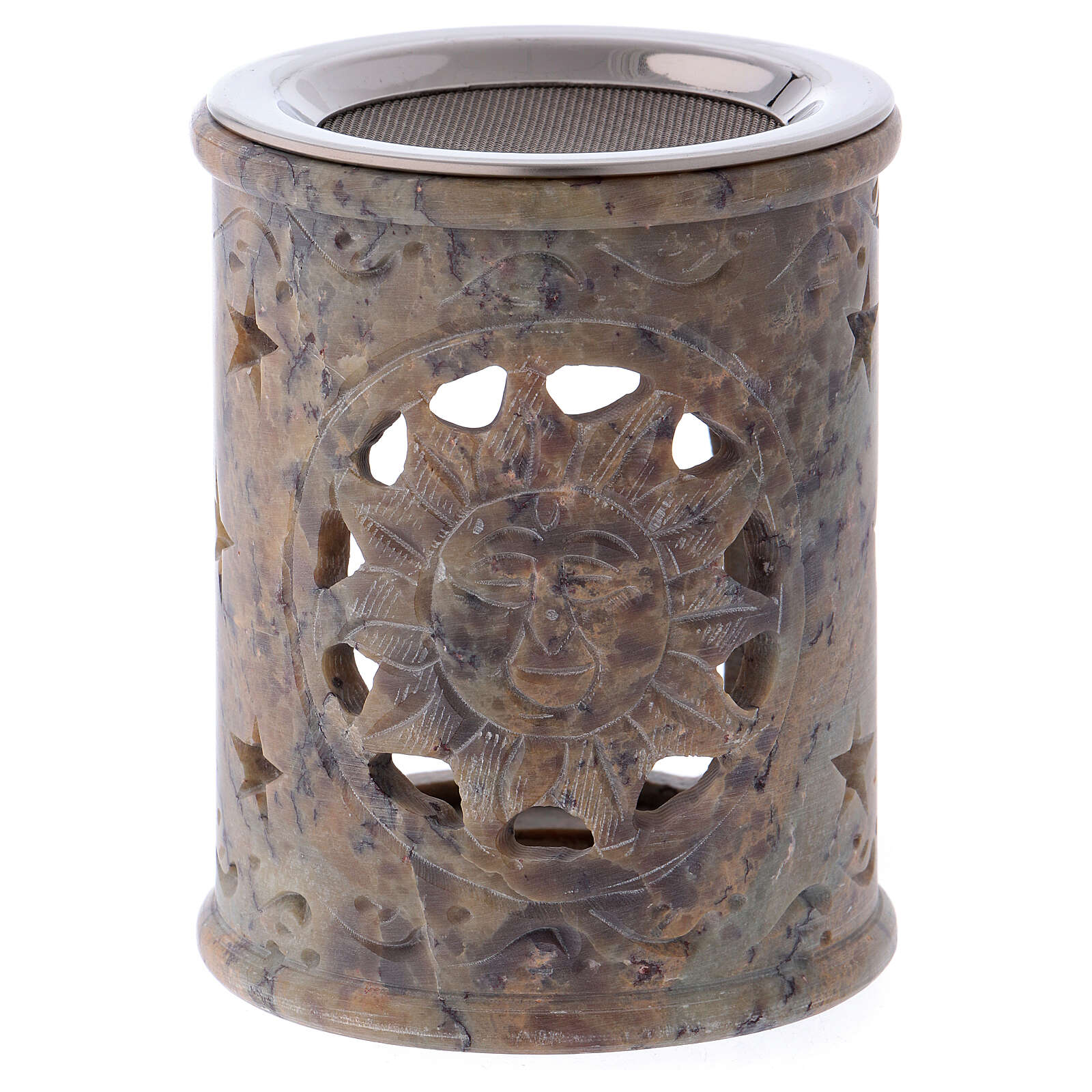 Incense burner in sand colored marbled soapstone online sales on
