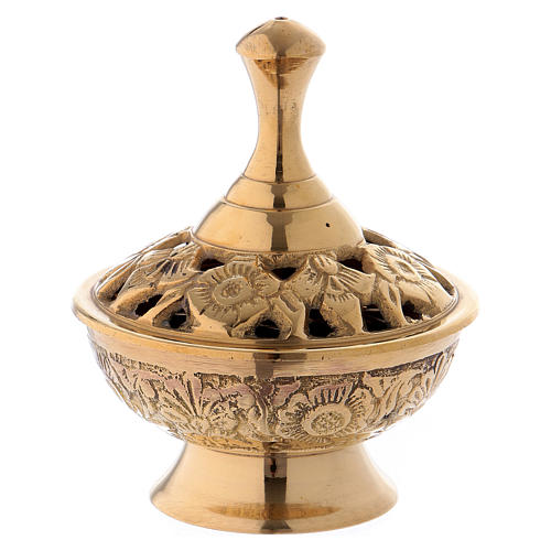 Incense burner in glossy gold-plated brass 7 cm 1