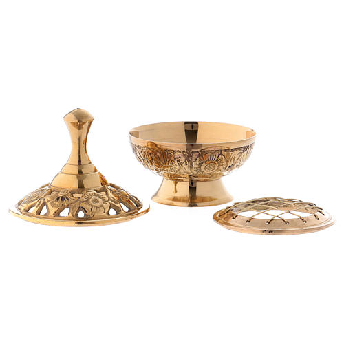 Incense burner in glossy gold-plated brass 7 cm 2