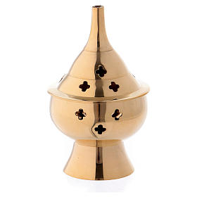 Incense burner in gold-plated brass 10 cm