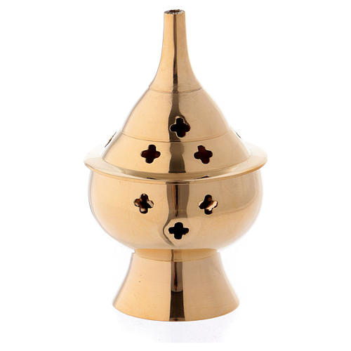 Incense burner in gold-plated brass 10 cm 1