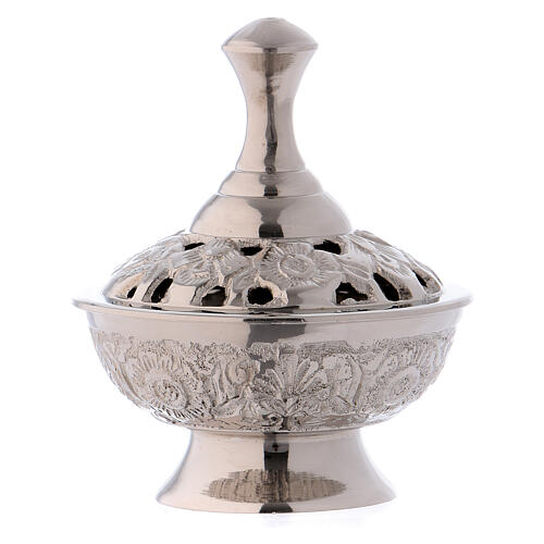 Incense burner in silver-plated brass h 3 in 2