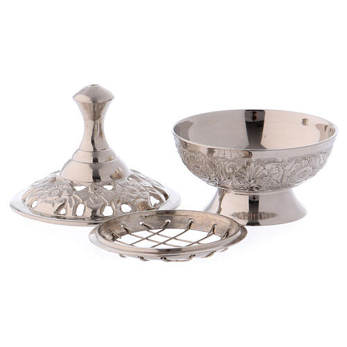 Incense burner in silver-plated brass h 3 in 3