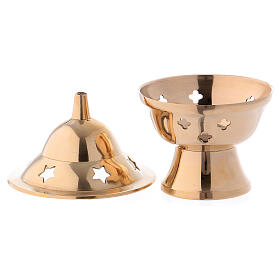 Incense burner in gold plated brass h 3 in