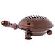 Iron incense burner with wood handle copper finish s3