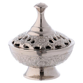 Incense burner in silver-plated brass h 3 1/2 in