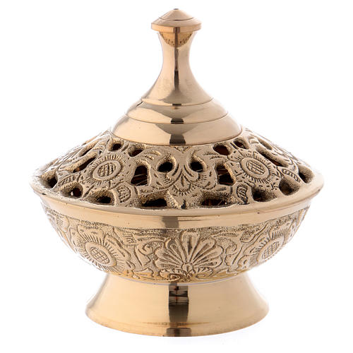 Incense burner in gold-plated brass 11 cm 1