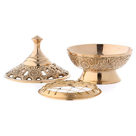 Incense burner in gold plated brass h 4 1/4 in