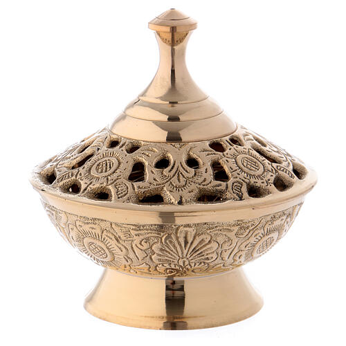 Incense burner in gold plated brass h 4 1/4 in 1